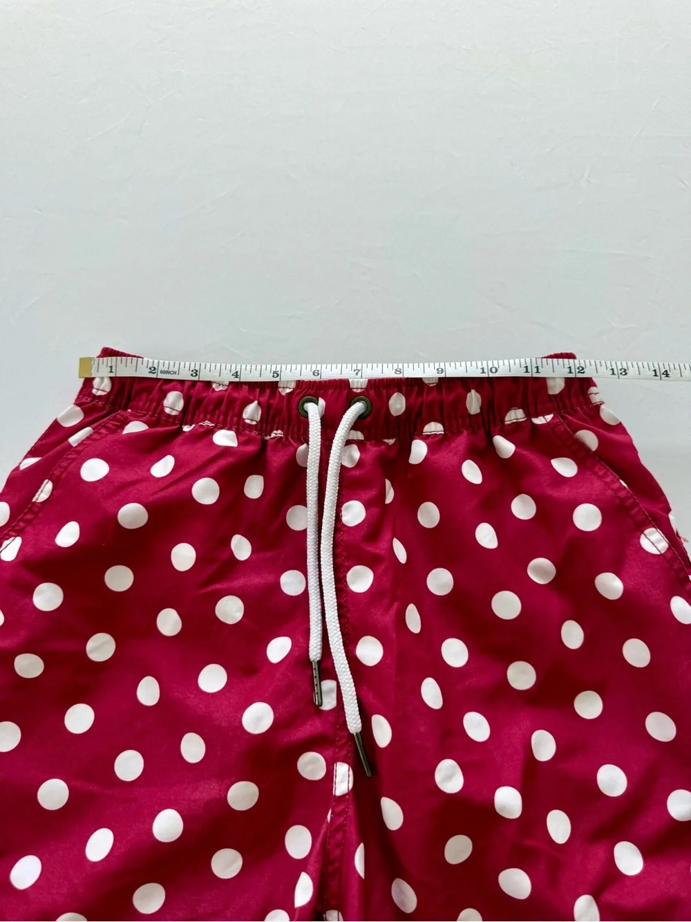 Men’s Burgundy Polka Dot Swim Trunks